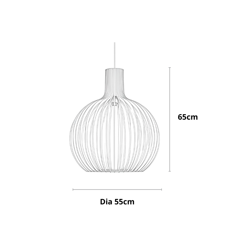 Hängelampe Holz Lamellen, Skandinavische Pendelleuchte E27 35/45/55 cm
