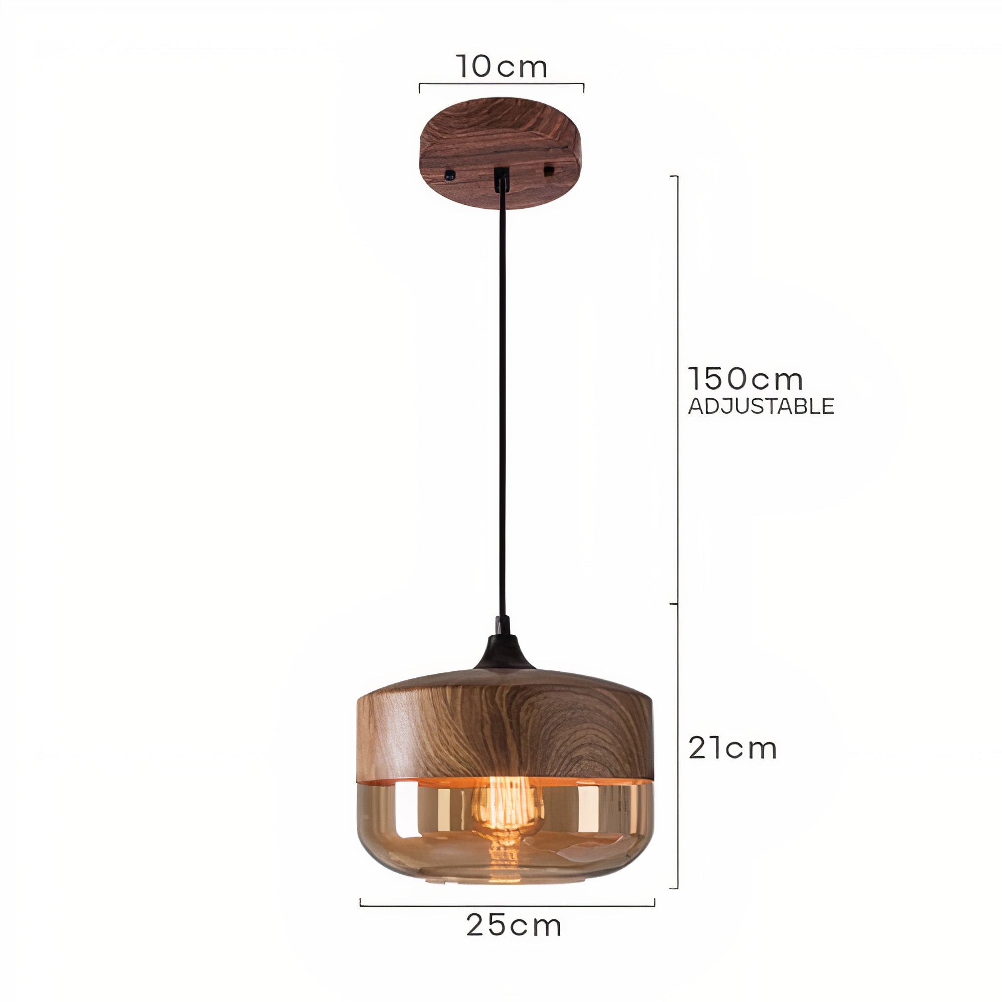 Holz Pendelleuchte Glas farbig, Moderne Hängelampe