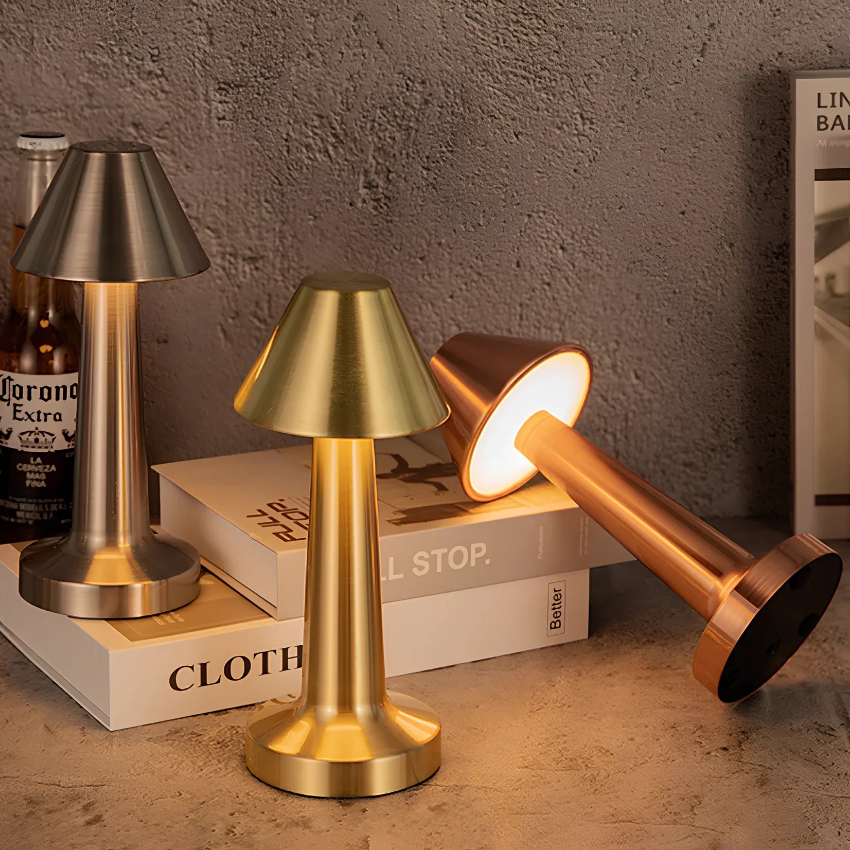 Kabellose LED Tischlampe Metall, Akku, Dimmbar, USB-C
