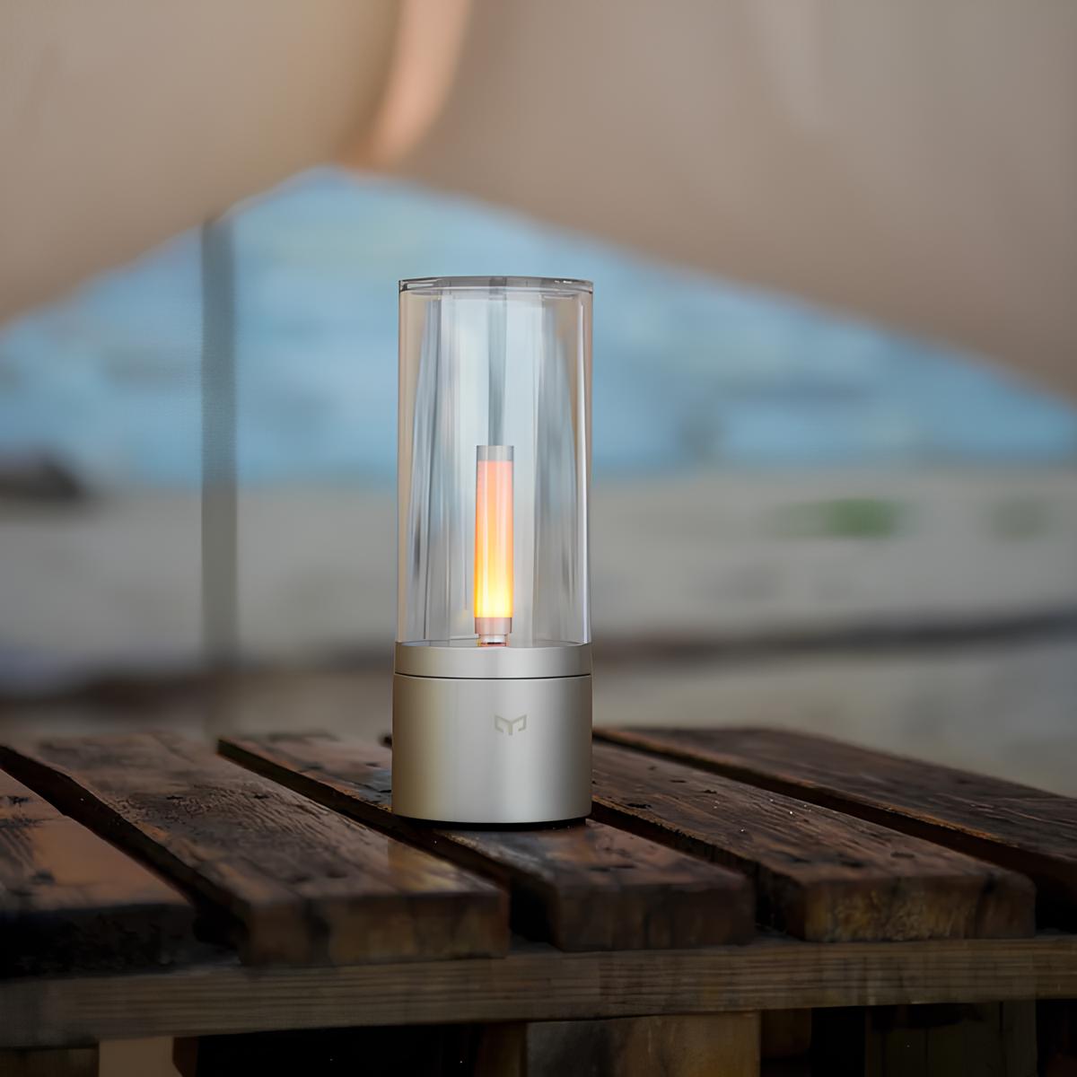 Kabellose LED Tischlampe dimmbar, Tischleuchte Glas mit Drehregler