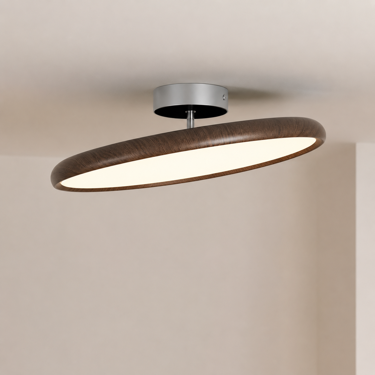 LED Deckenleuchte Rund Flach Holzoptik, Deckenlampe 3000K Modern