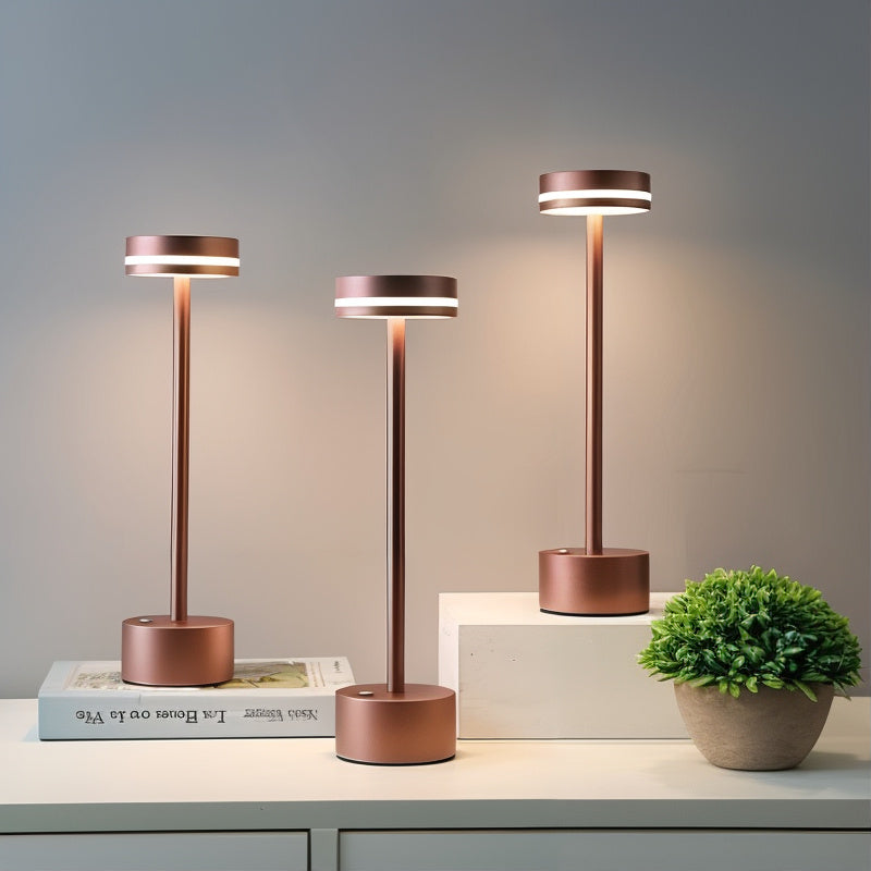 Kabellose LED Tischlampe dimmbar, Tischleuchte Aluminium 3 Lichtfarben