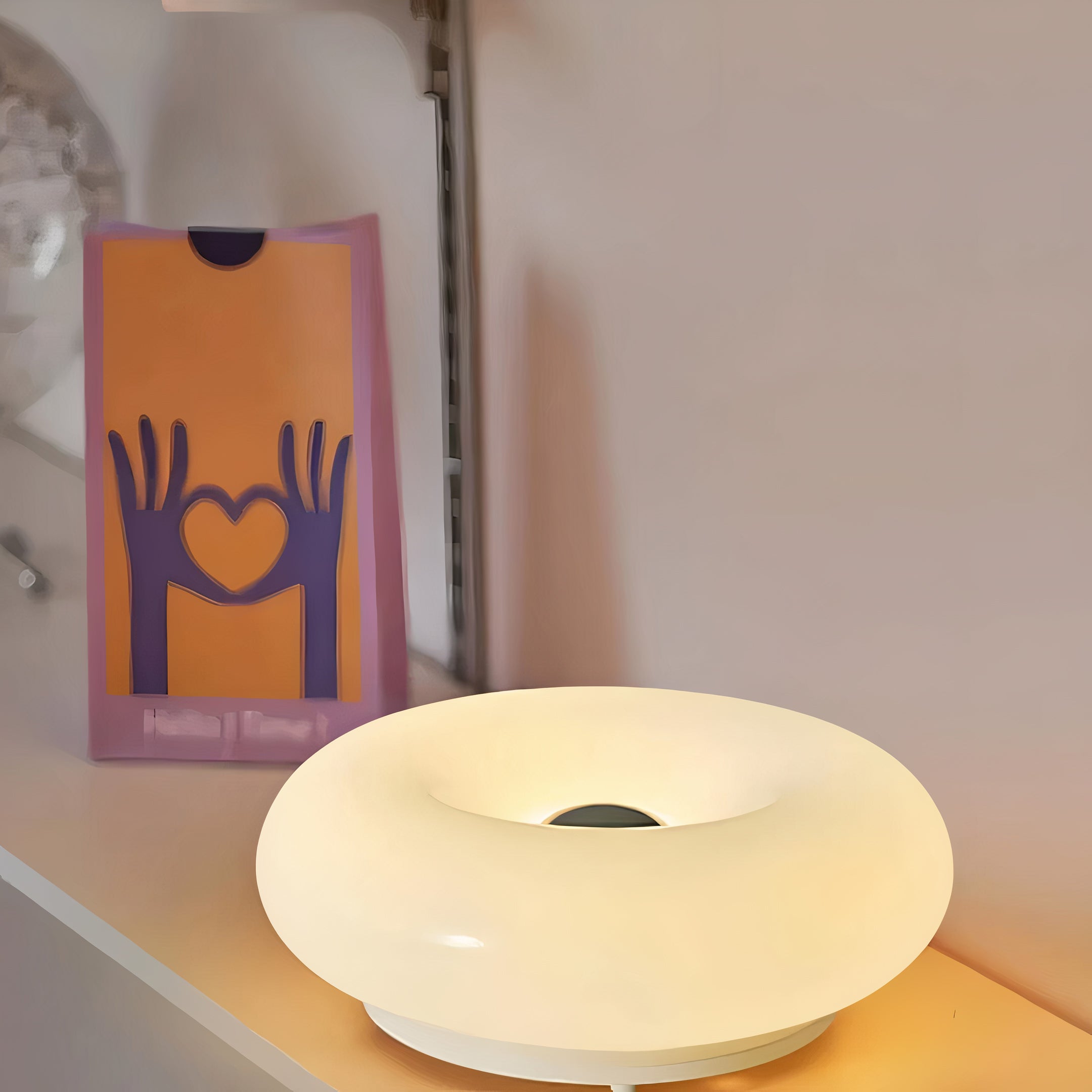 Bauhaus Tischlampe LED dimmbar, Glas Ring Tischleuchte