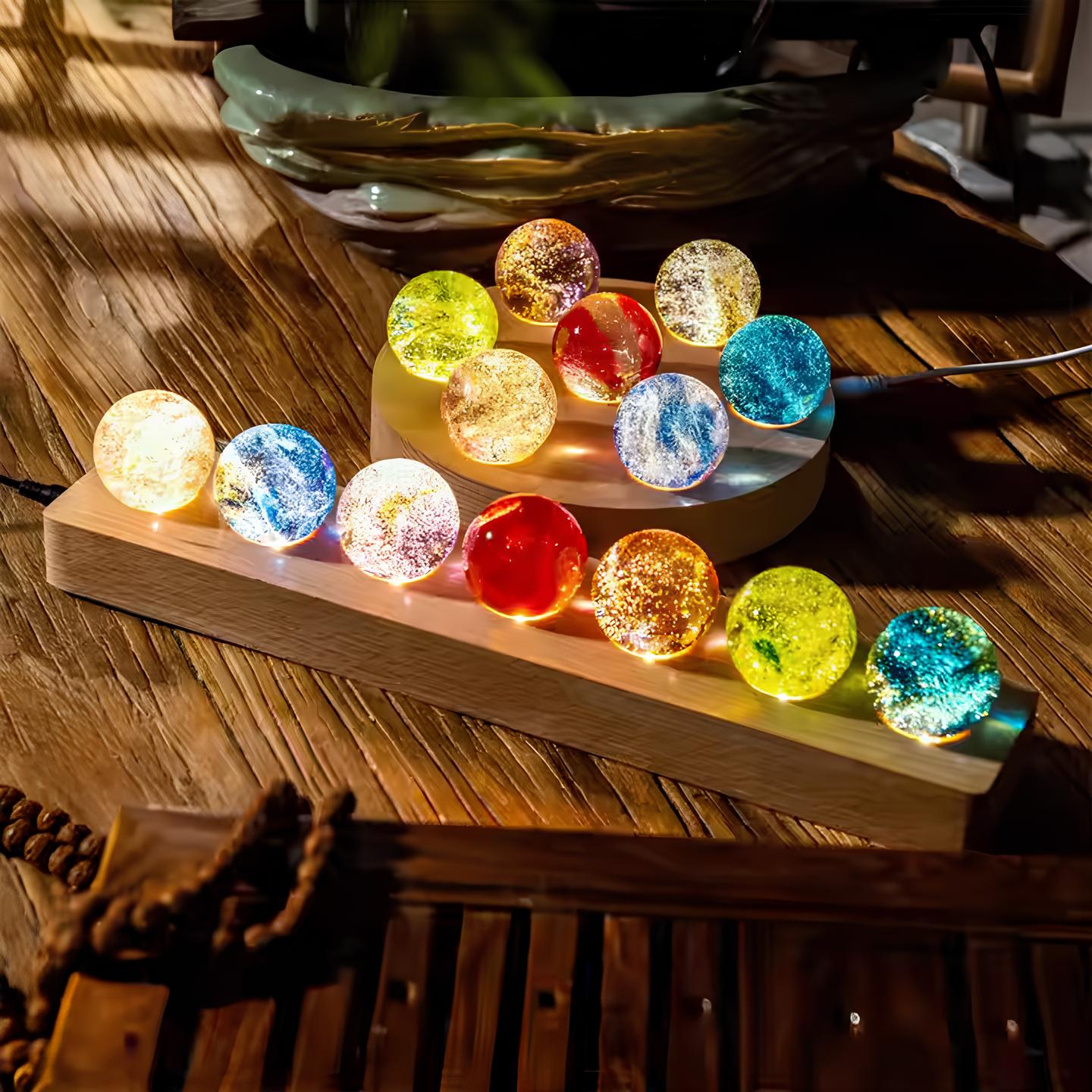 LED Galaxie Lampe Glaskugel, Deko Licht mit 7 Kugeln