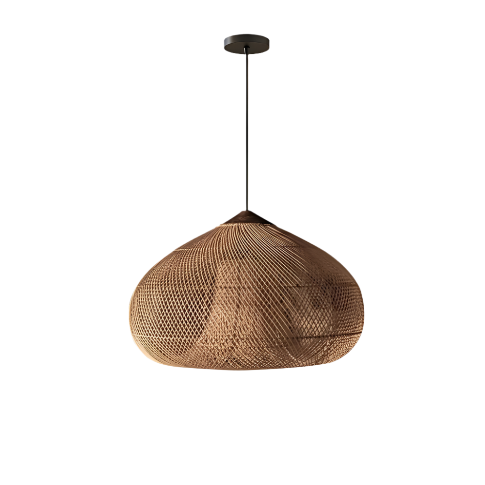 Rattan Hängelampe Natur, Boho Pendelleuchte Geflochten E27