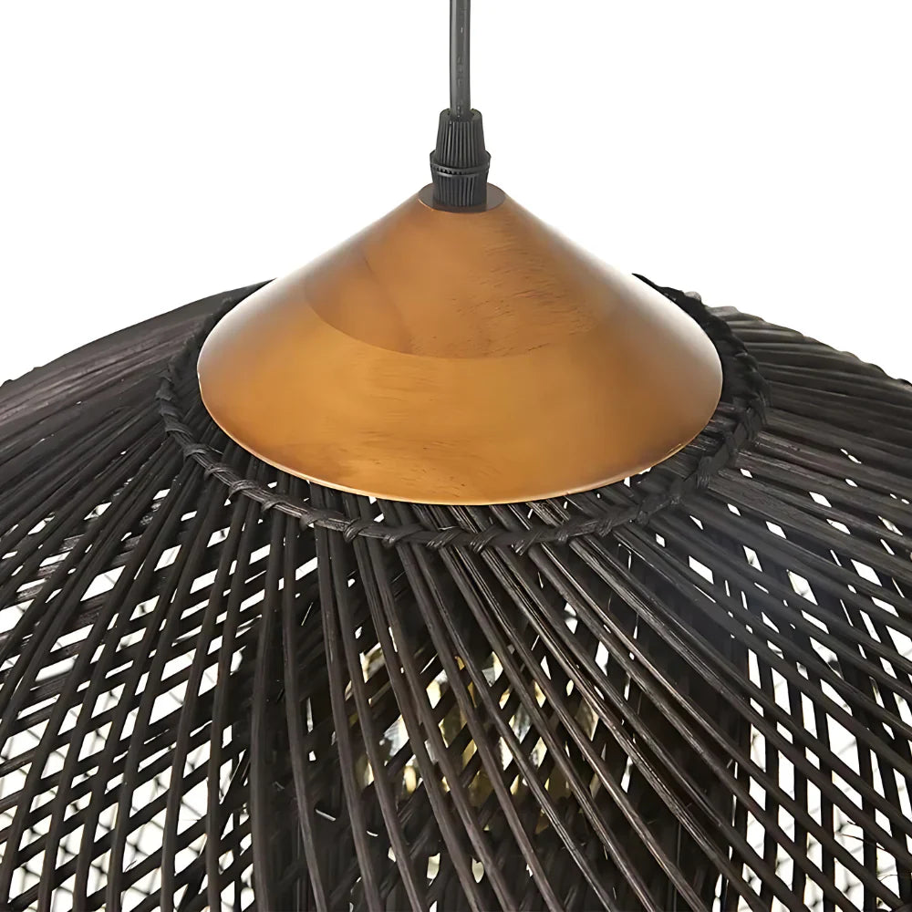 Rattan Hängelampe Natur, Boho Pendelleuchte Geflochten E27