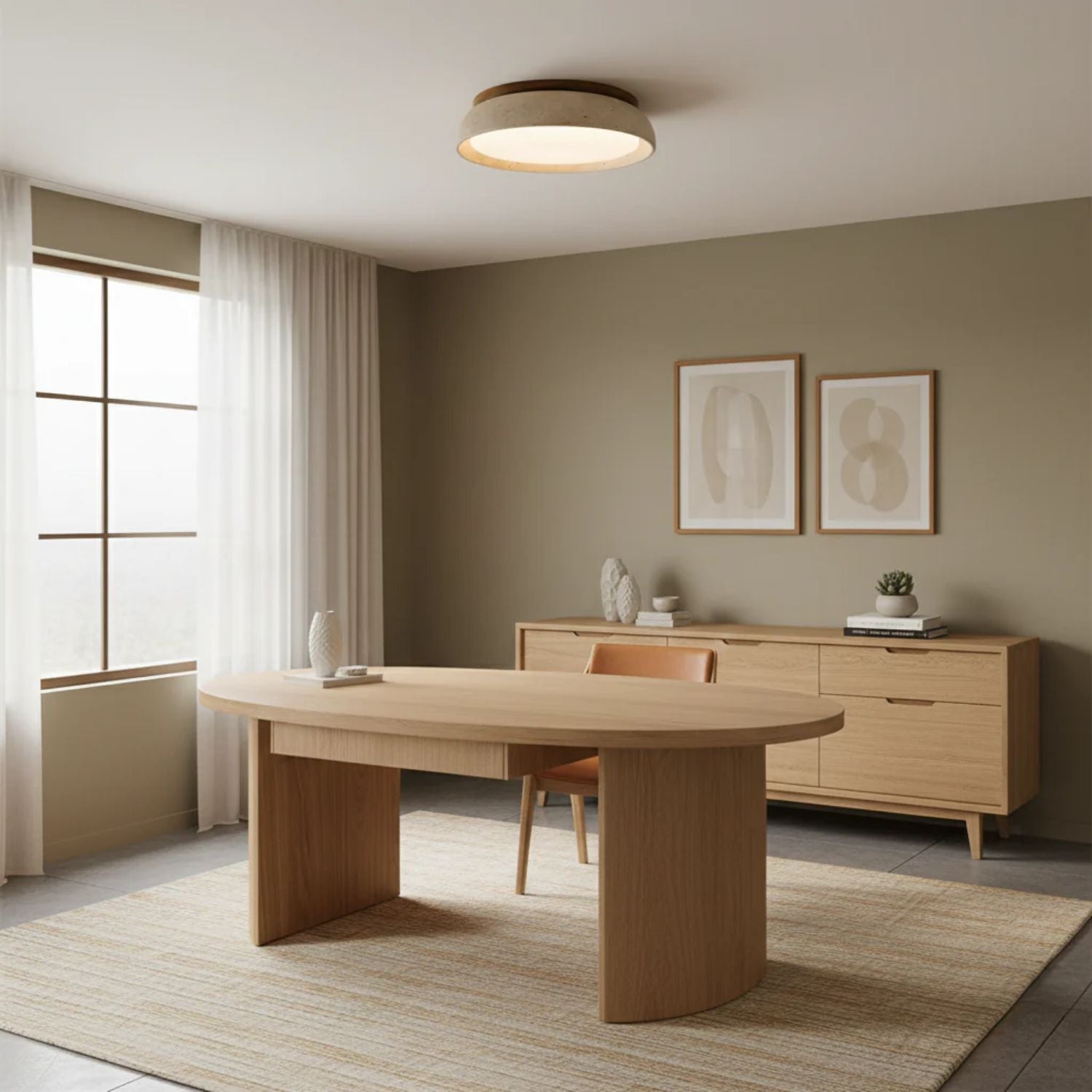 LED Deckenleuchte Travertin Holz, Moderne Deckenlampe