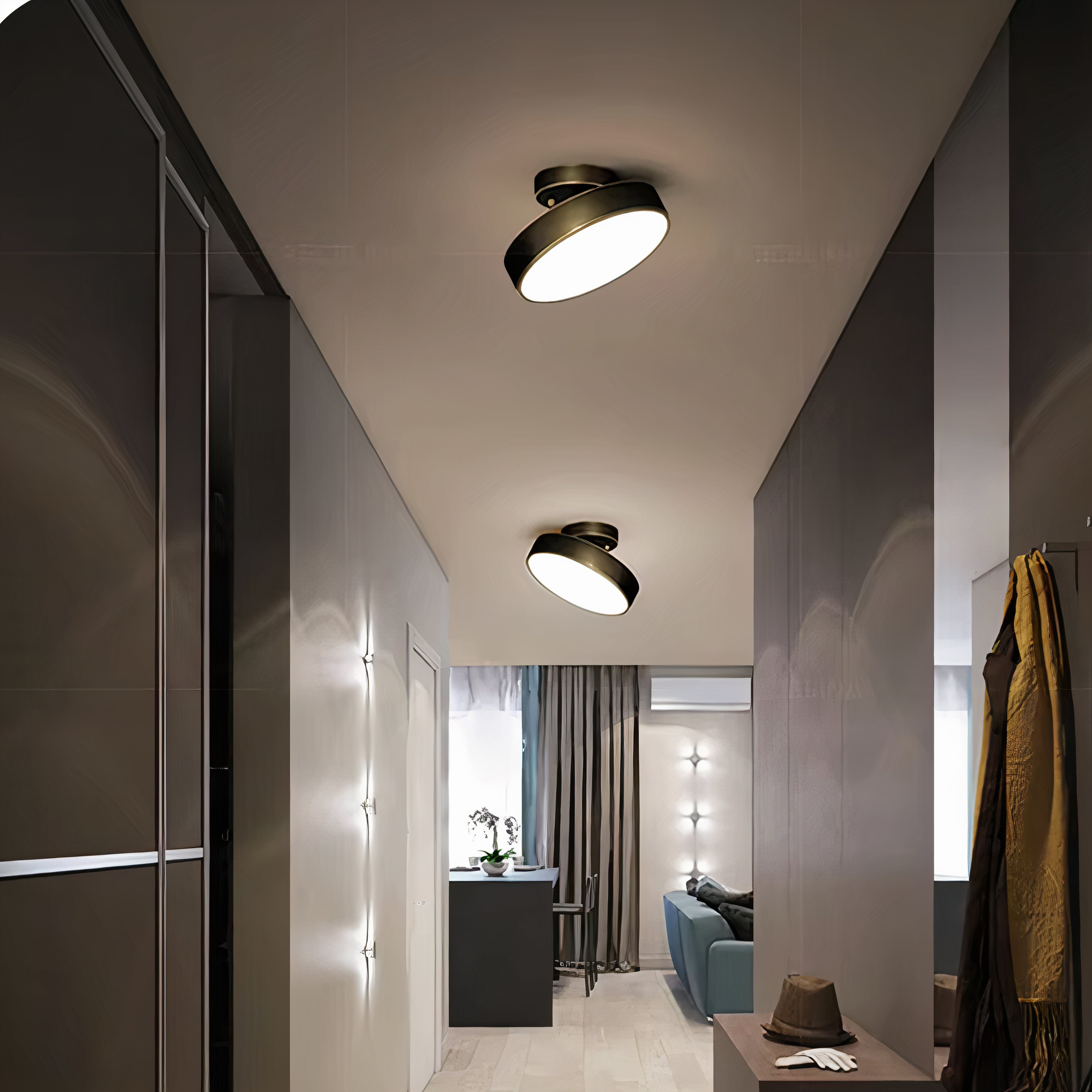 Moderne LED Deckenleuchte Messing rund, Deckenlampe mit 3 Lichtfarben
