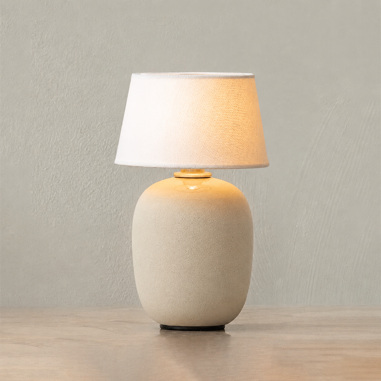 Keramik Tischlampe Stoff Schirm, Dimmbar Touch LED Warmweiß mit USB Anschluss