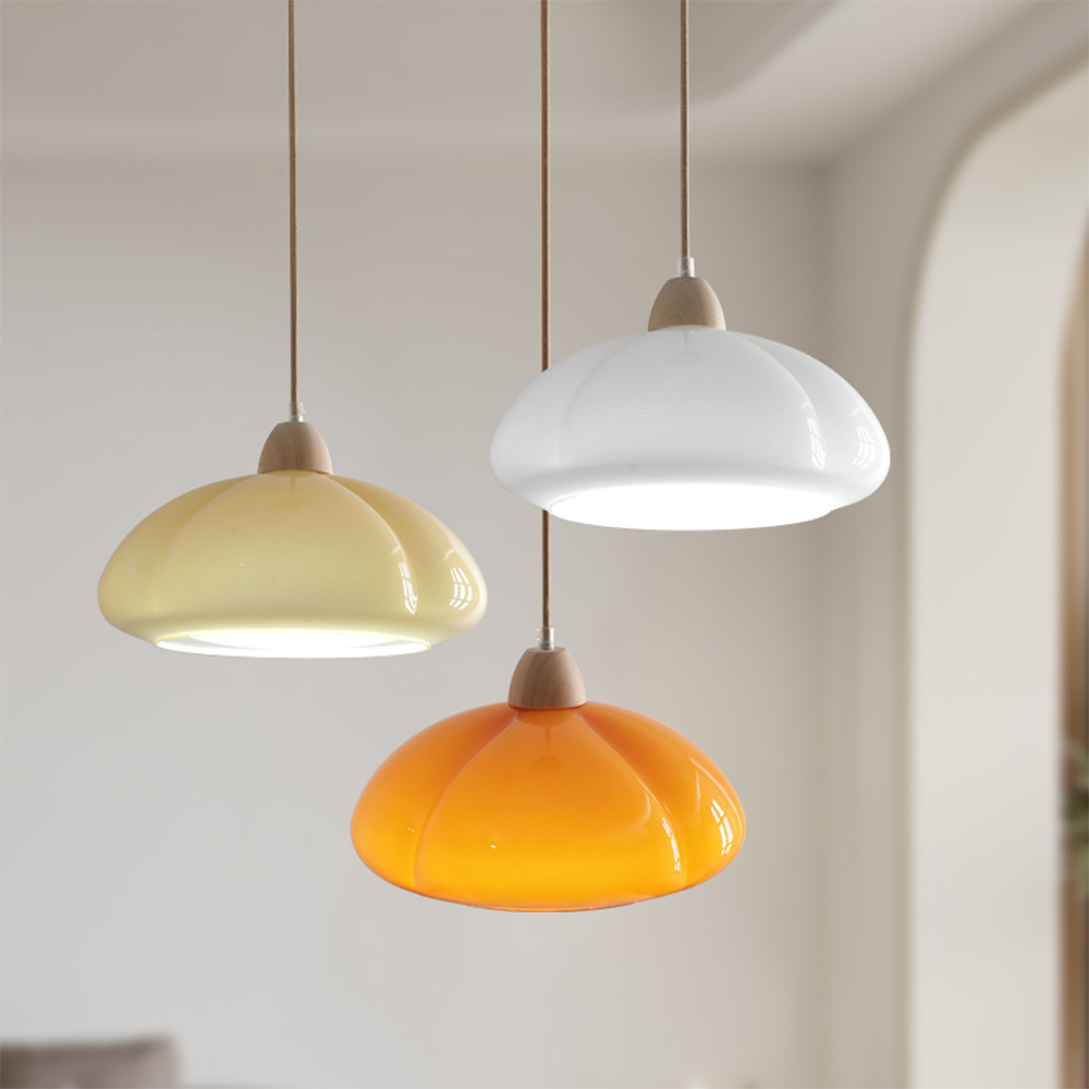 Glas Pendelleuchte, Bauhaus Design, Kürbisform