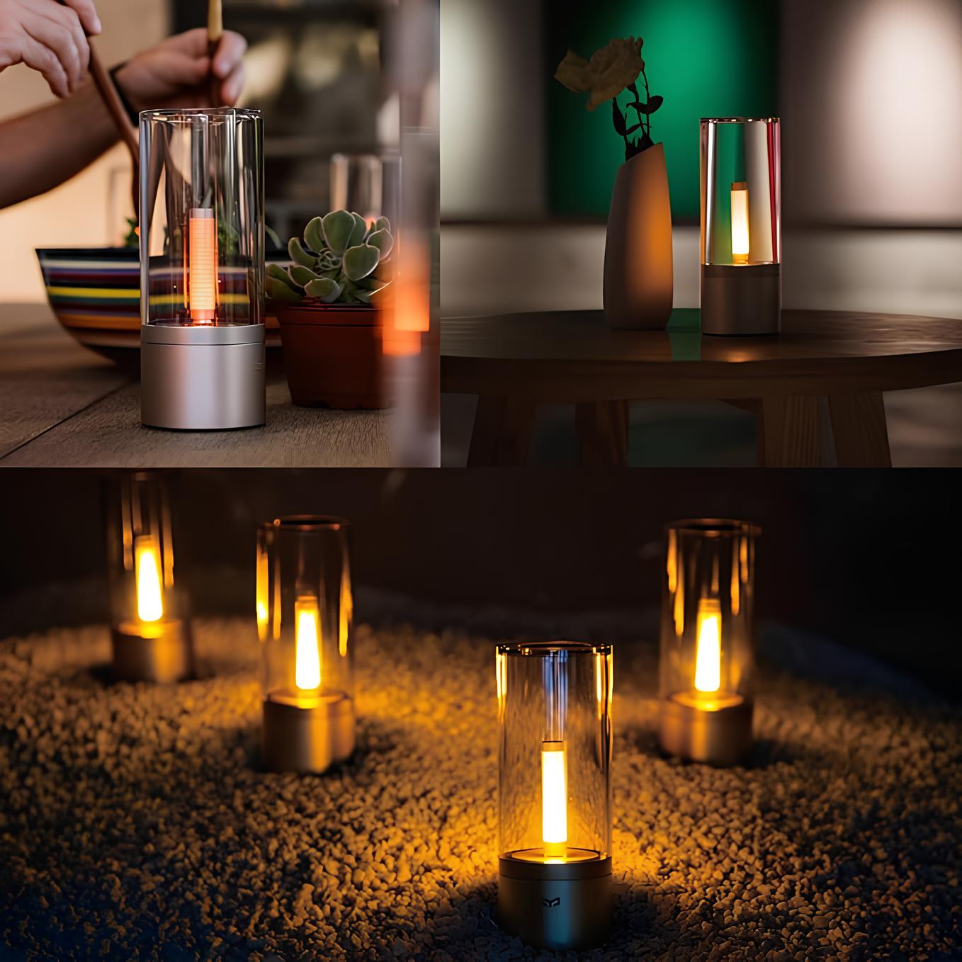 Kabellose LED Tischlampe dimmbar, Tischleuchte Glas mit Drehregler