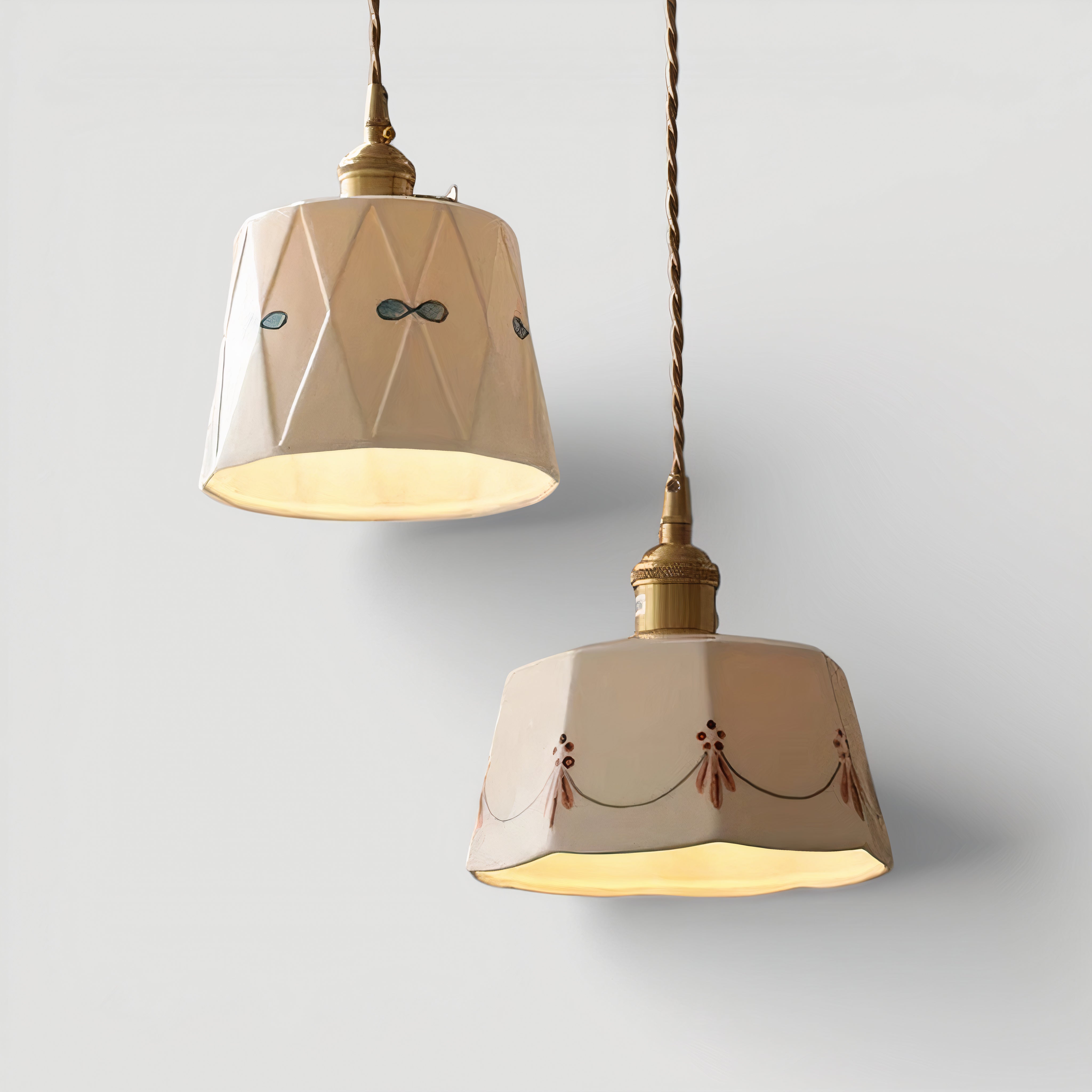 Keramik Hängelampe Weiß, Japanische Pendelleuchte Modern LED
