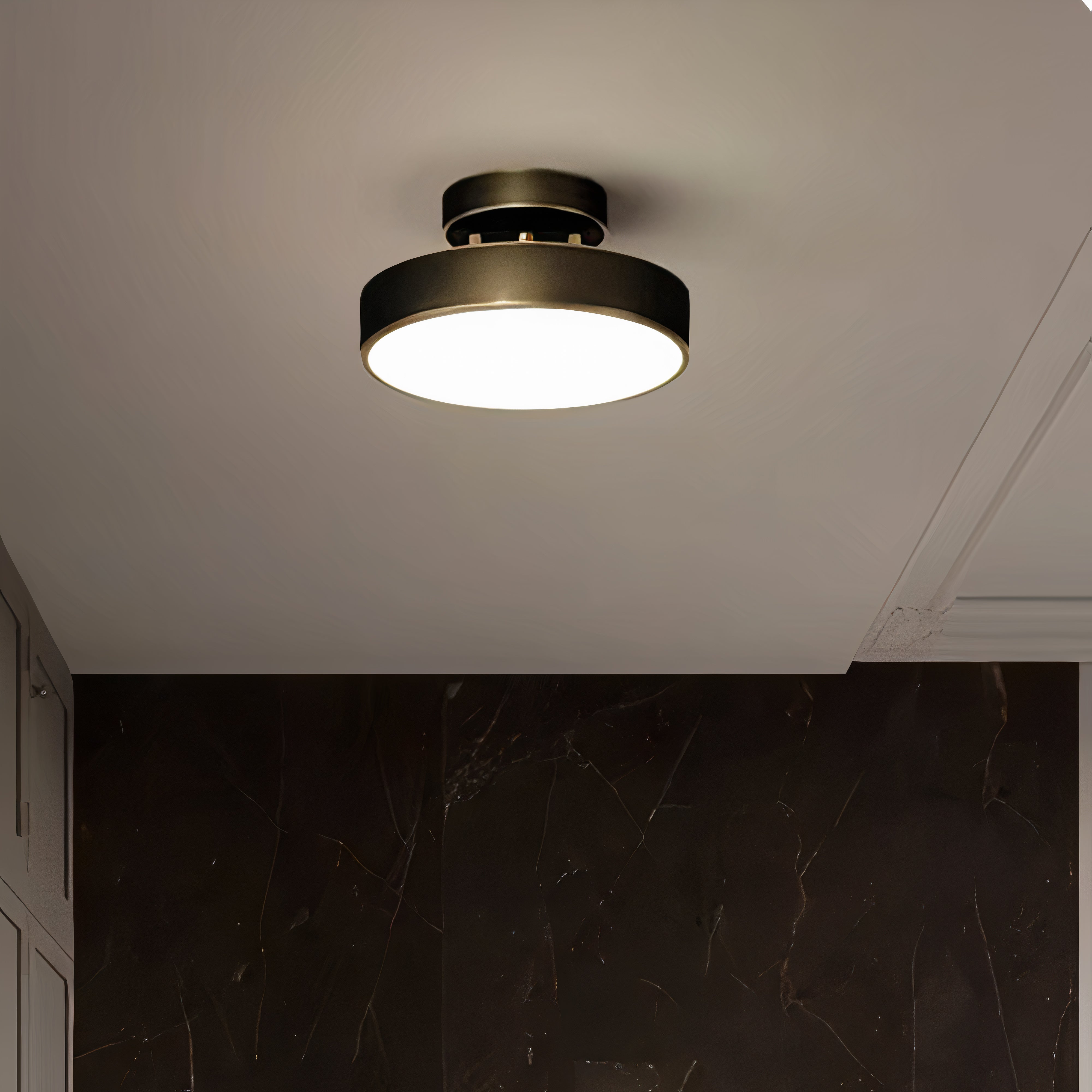 Moderne LED Deckenleuchte Messing rund, Deckenlampe mit 3 Lichtfarben