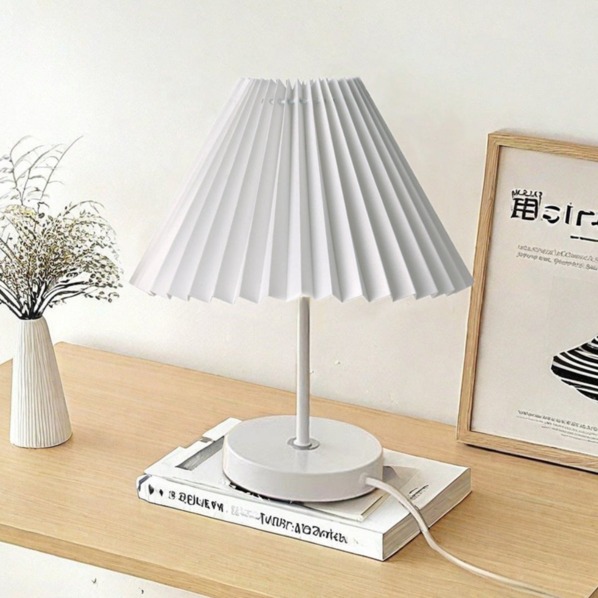 LED Tischlampe Stoffschirm dimmbar, Tischleuchte USB