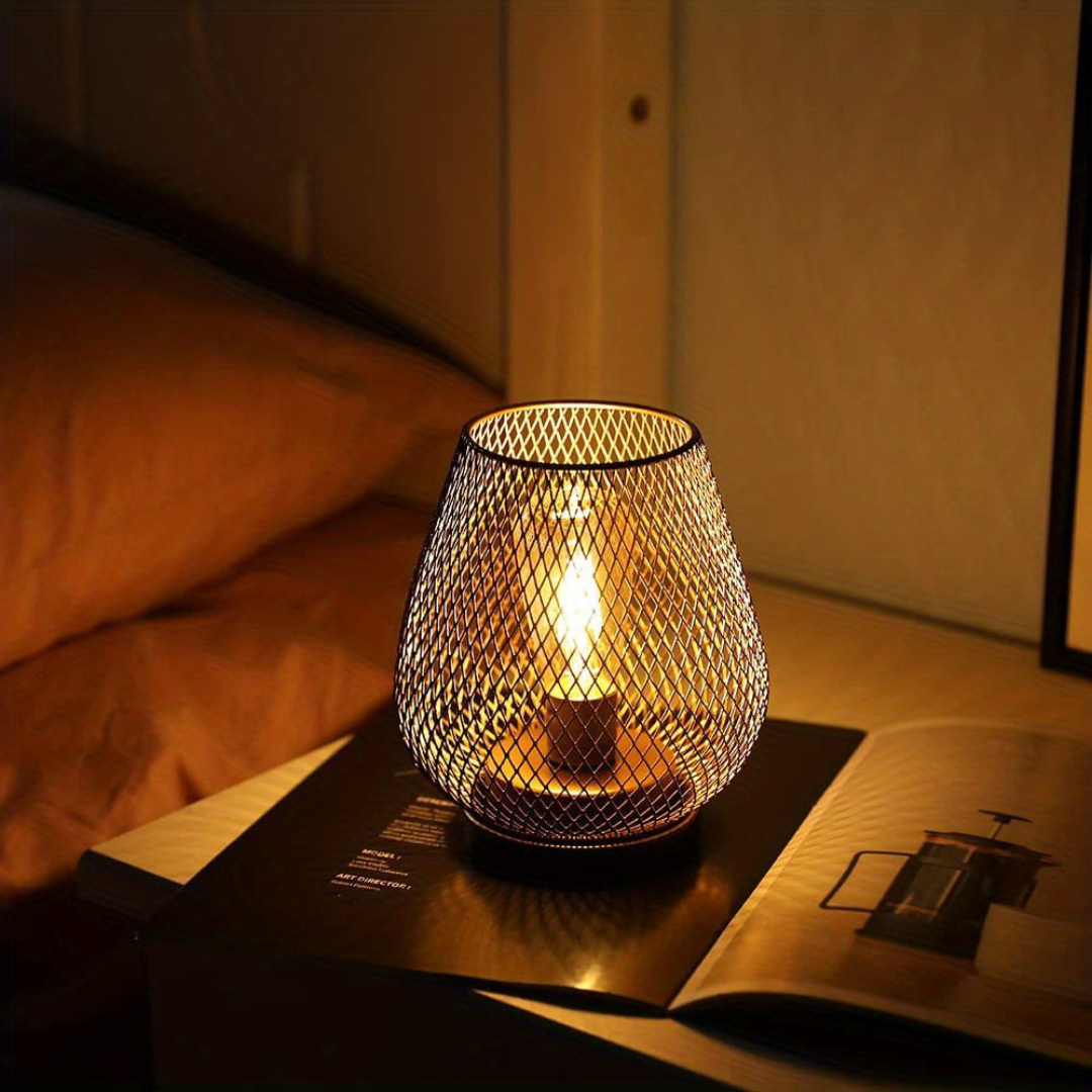 LED Laterne Schwarz, Batteriebetrieben, Warmweiß, Metall Design