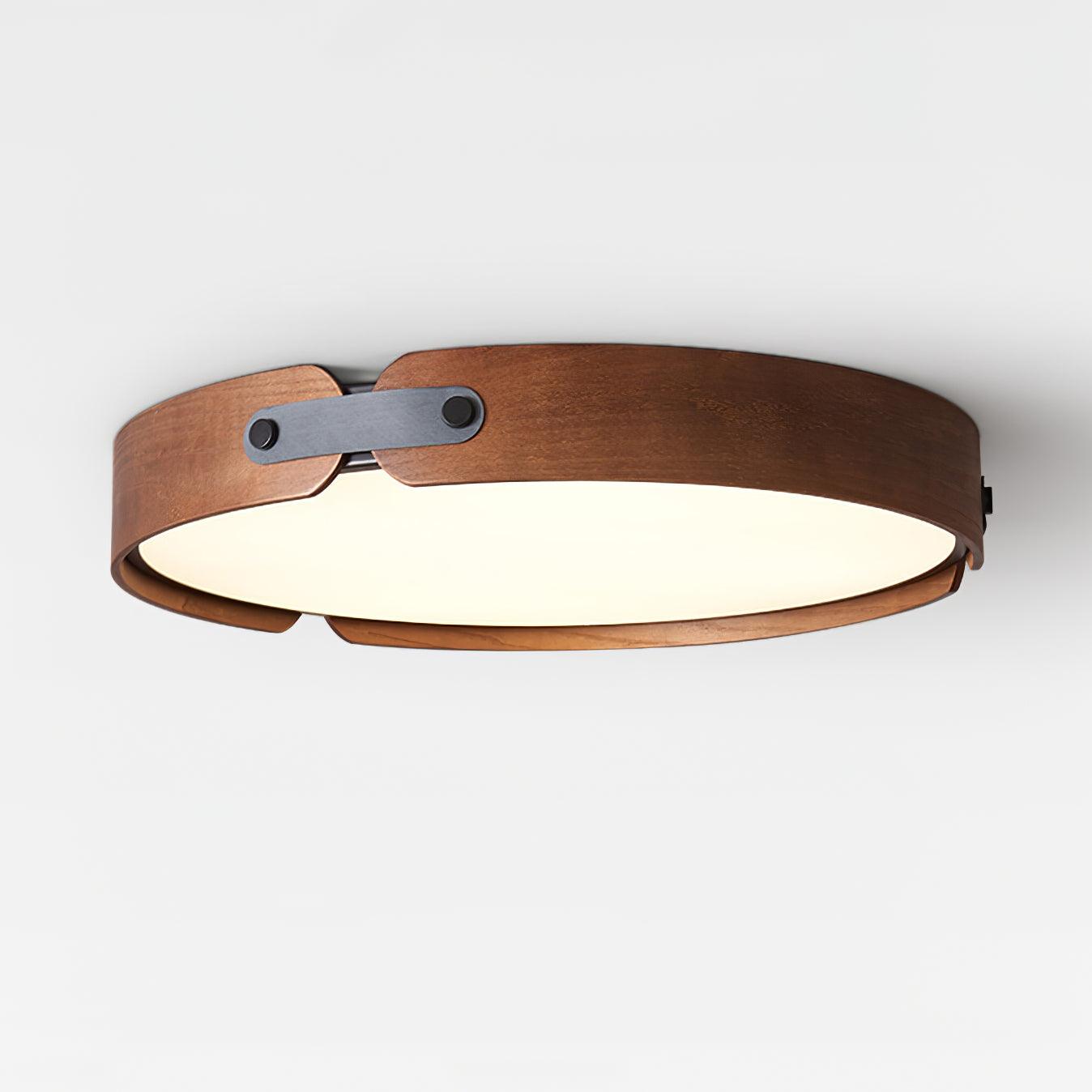 LED Deckenleuchte Flach Rund Holzoptik, Warmweiß 3000K