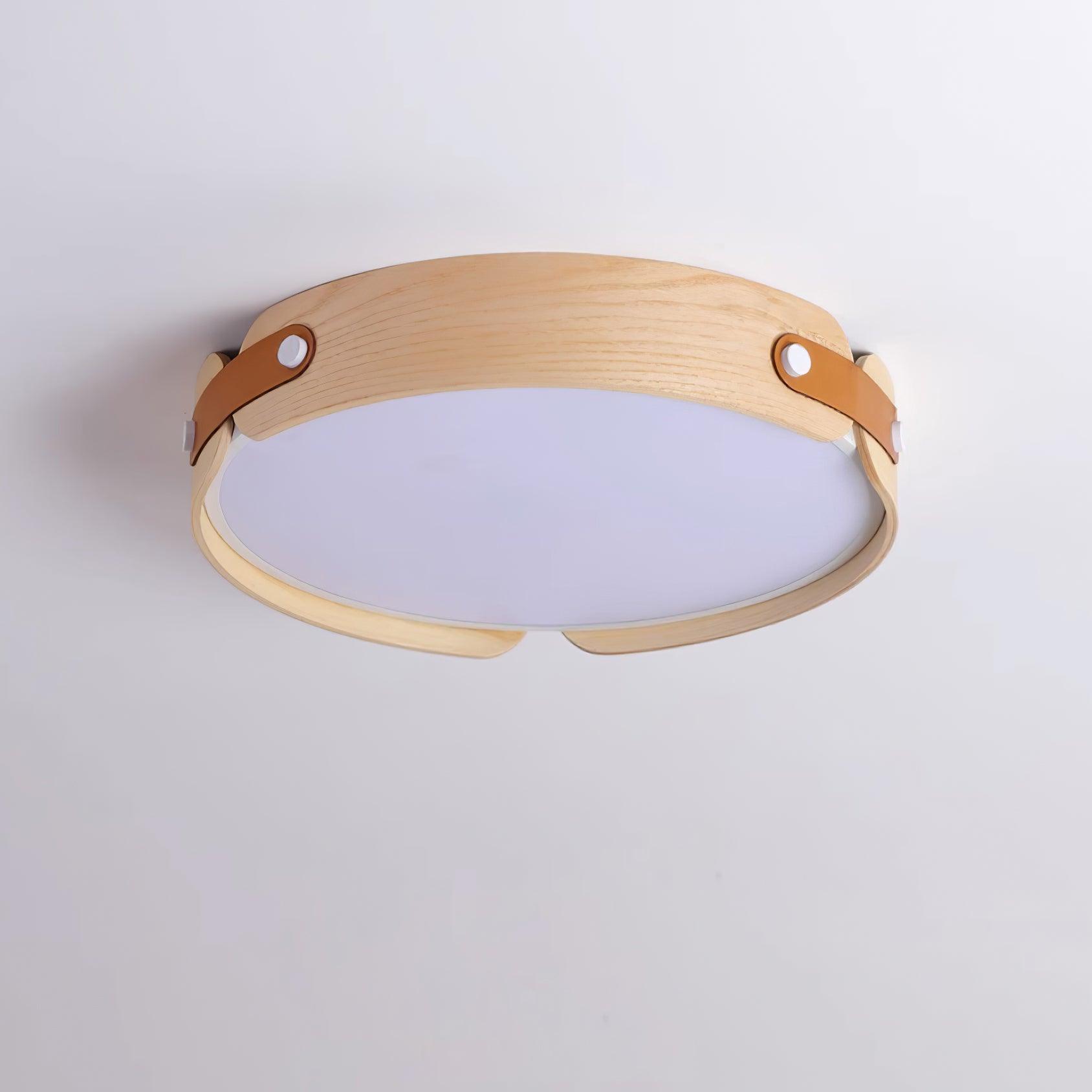 LED Deckenleuchte Flach Rund Holzoptik, Warmweiß 3000K