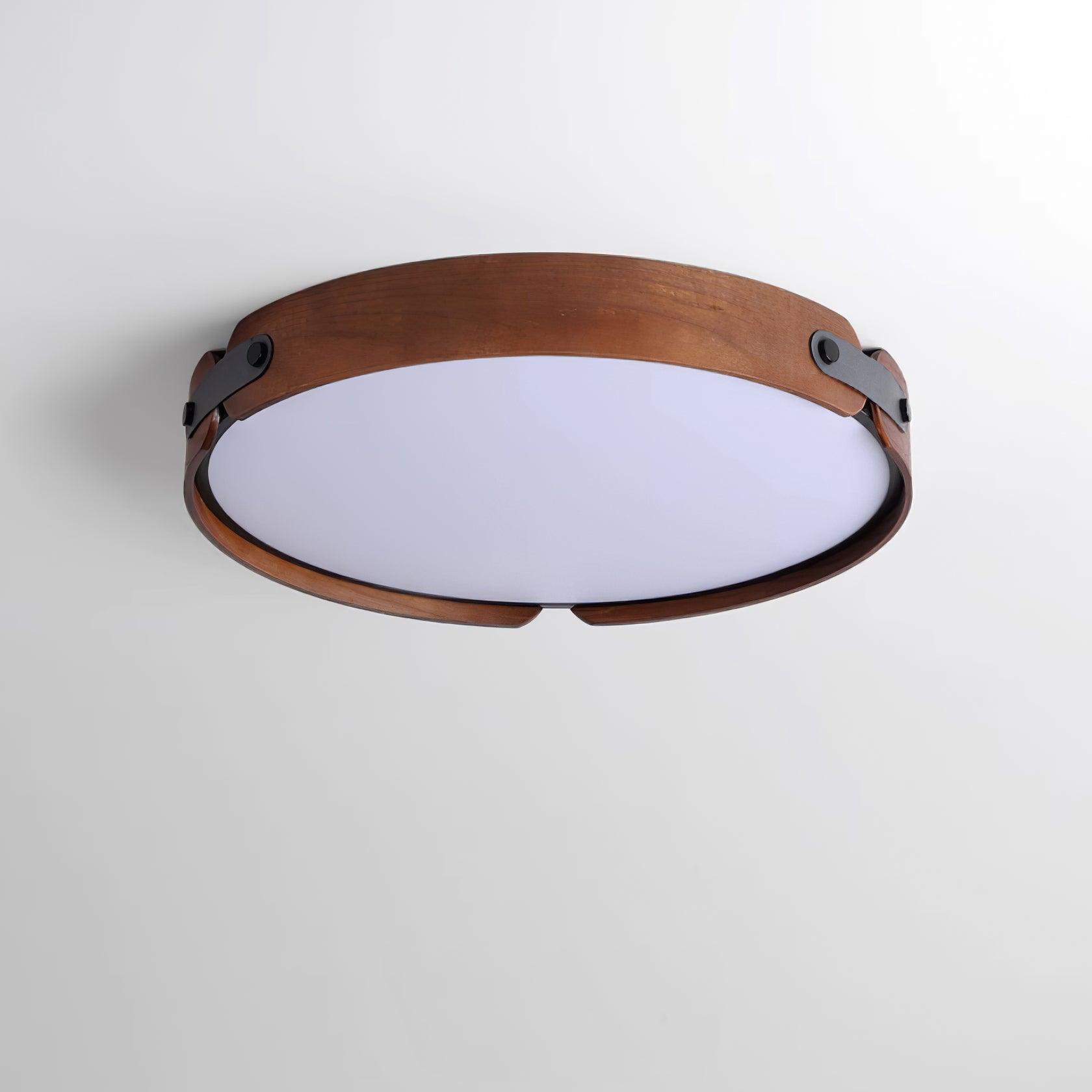 LED Deckenleuchte Flach Rund Holzoptik, Warmweiß 3000K