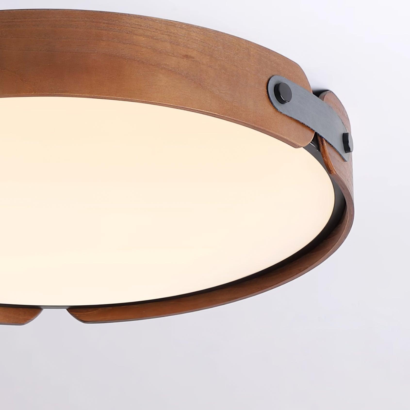 LED Deckenleuchte Flach Rund Holzoptik, Warmweiß 3000K