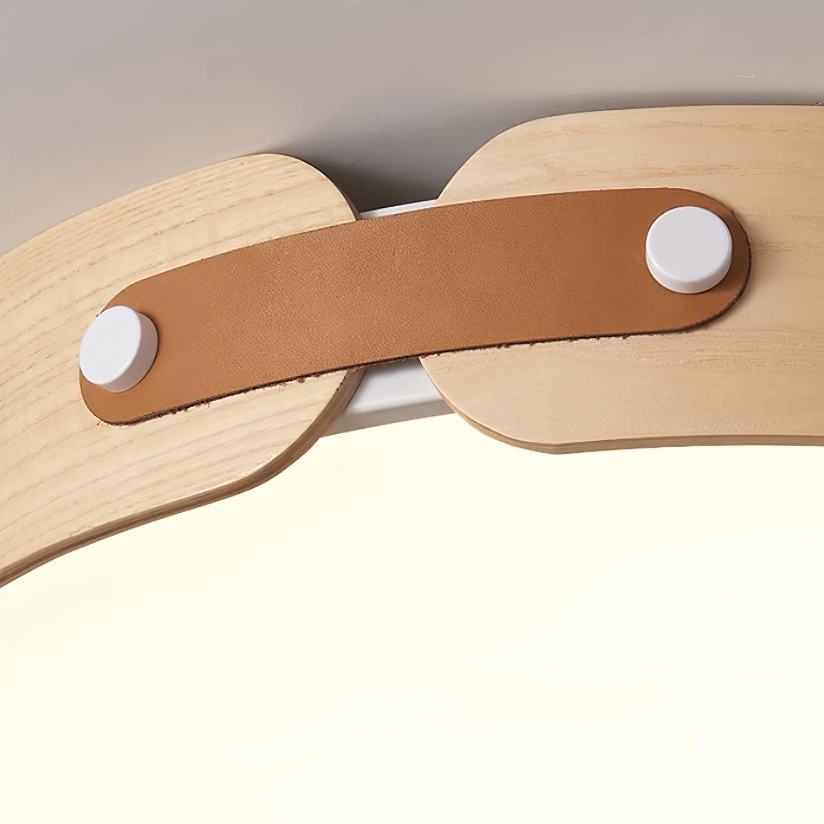 LED Deckenleuchte Flach Rund Holzoptik, Warmweiß 3000K