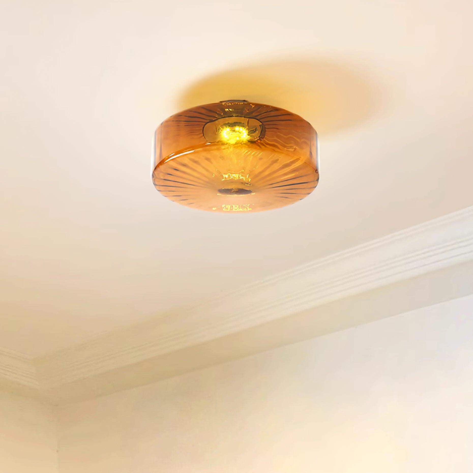 Bernstein Glas Deckenleuchte LED, Runde Deckenlampe 3000K Modern