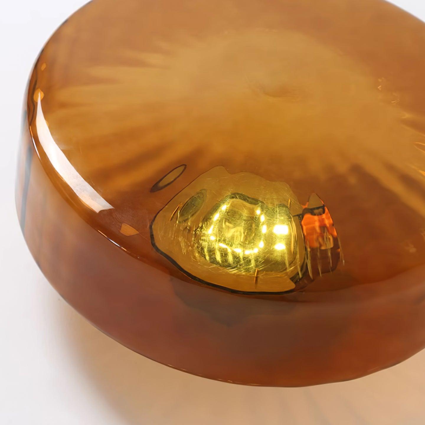Bernstein Glas Deckenleuchte LED, Runde Deckenlampe 3000K Modern