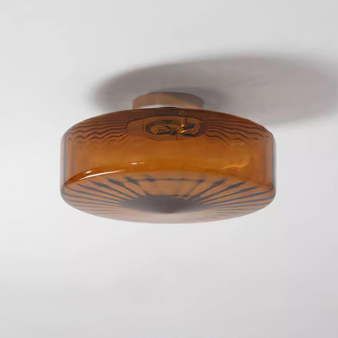 Bernstein Glas Deckenleuchte LED, Runde Deckenlampe 3000K Modern