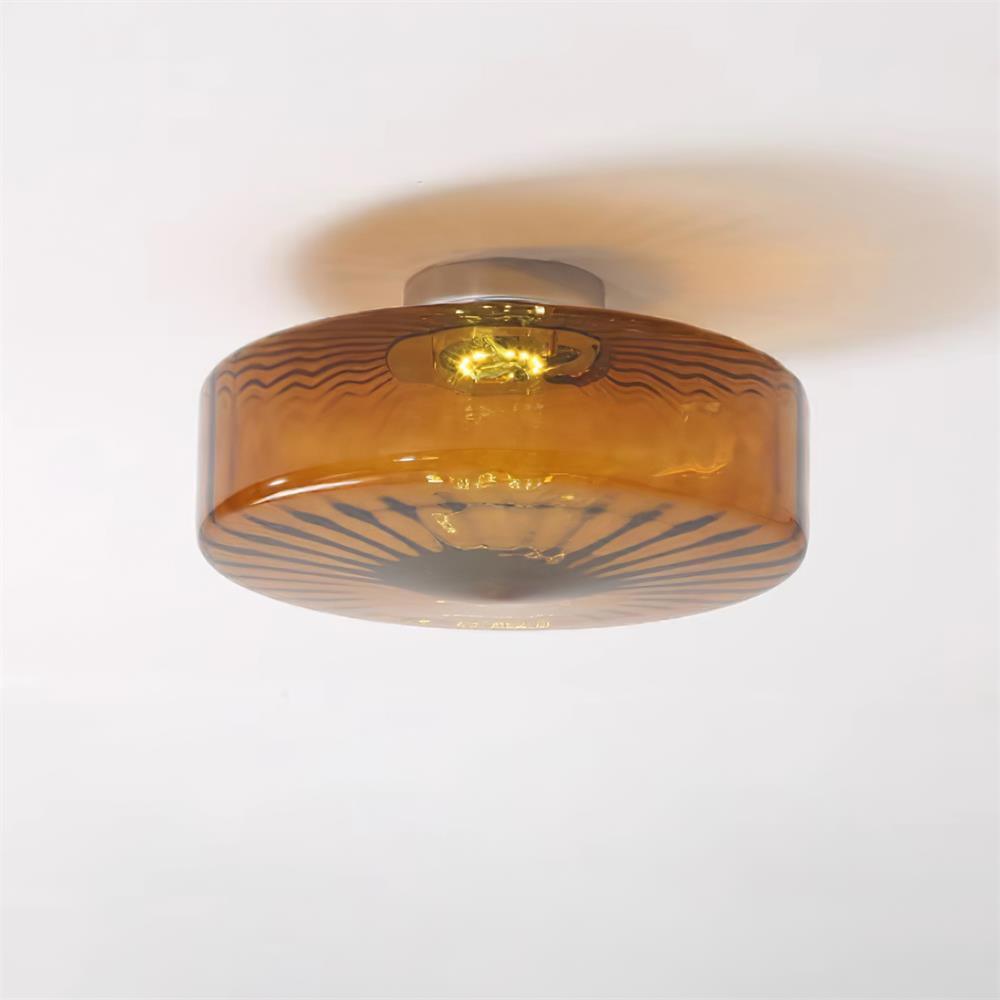 Bernstein Glas Deckenleuchte LED, Runde Deckenlampe 3000K Modern