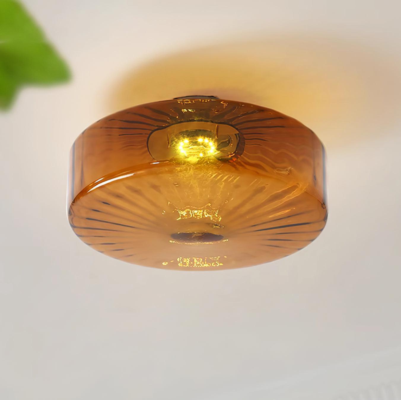 Bernstein Glas Deckenleuchte LED, Runde Deckenlampe 3000K Modern