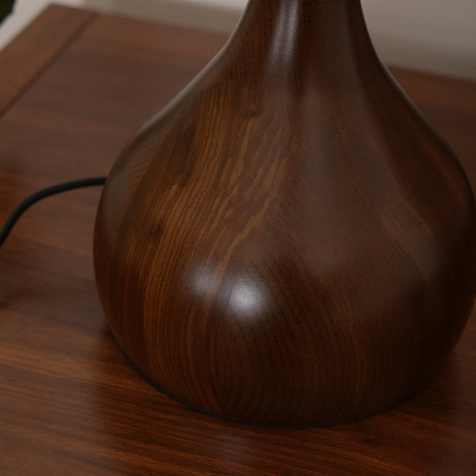 Glas Tischlampe Messing Holz, Nachttischlampe LED modern