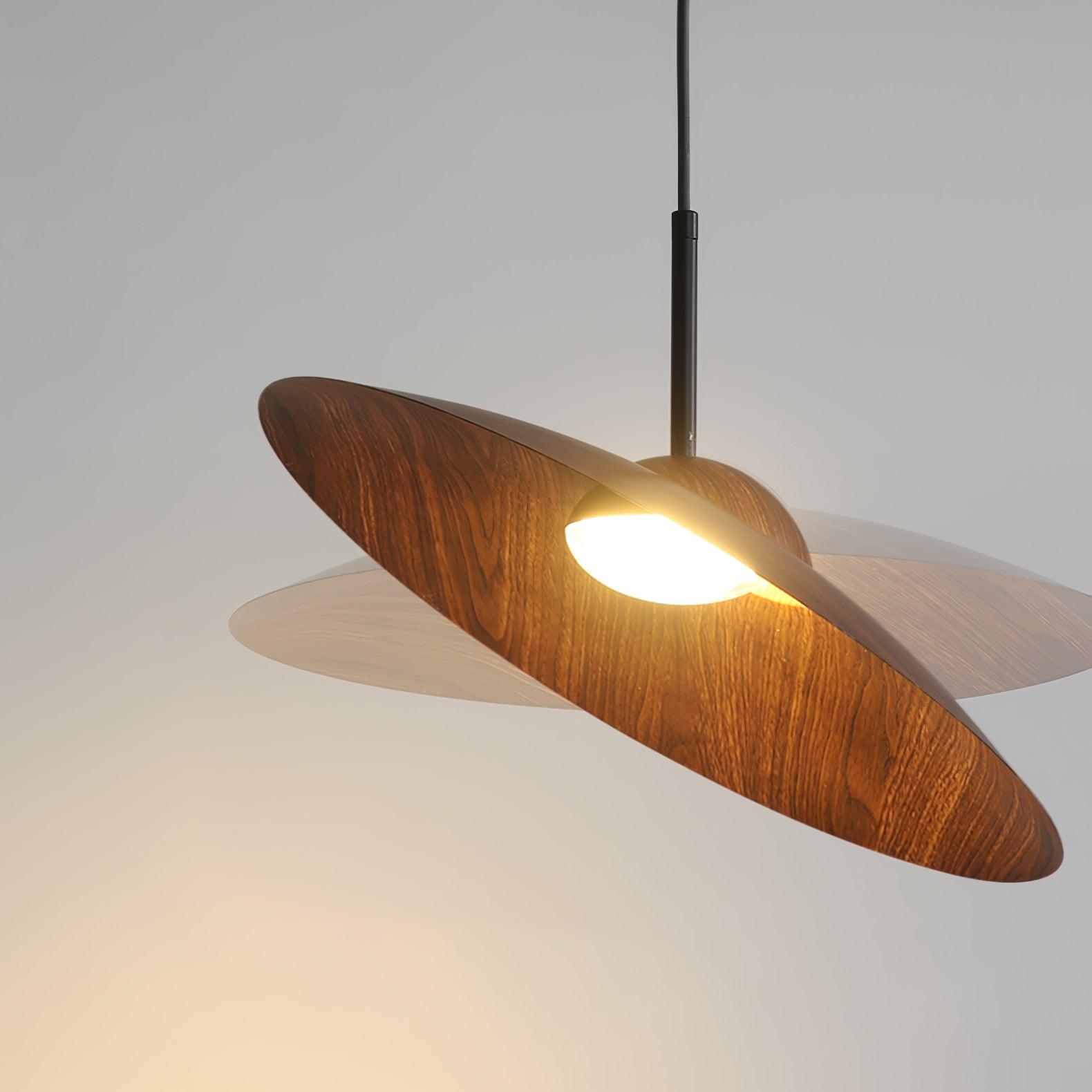 LED Pendelleuchte rund Holzoptik, Moderne höhenverstellbare Hängelampe