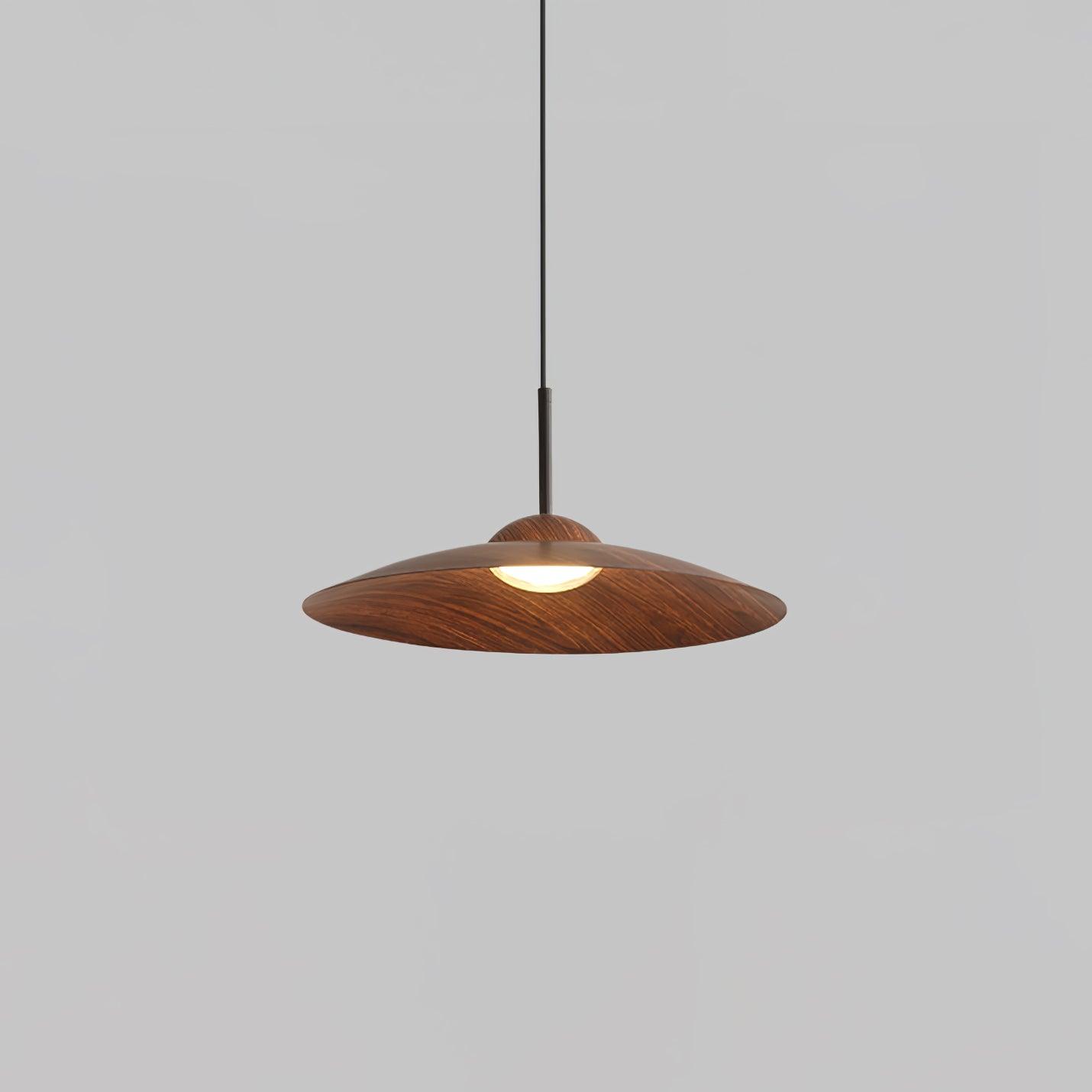 LED Pendelleuchte rund Holzoptik, Moderne höhenverstellbare Hängelampe