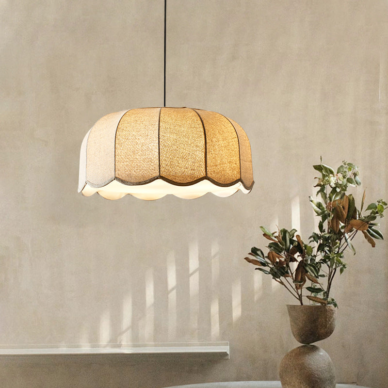Stoff Pendelleuchte Bananenblatt, Handgefertigtes Design E27