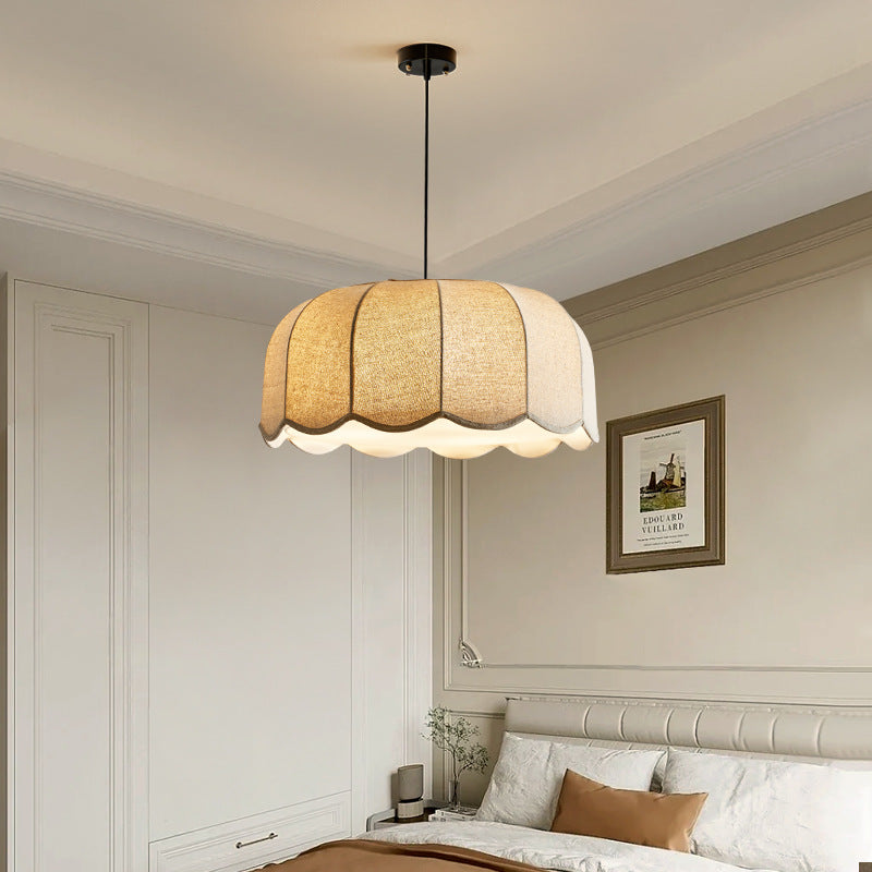 Stoff Pendelleuchte Bananenblatt, Handgefertigtes Design E27