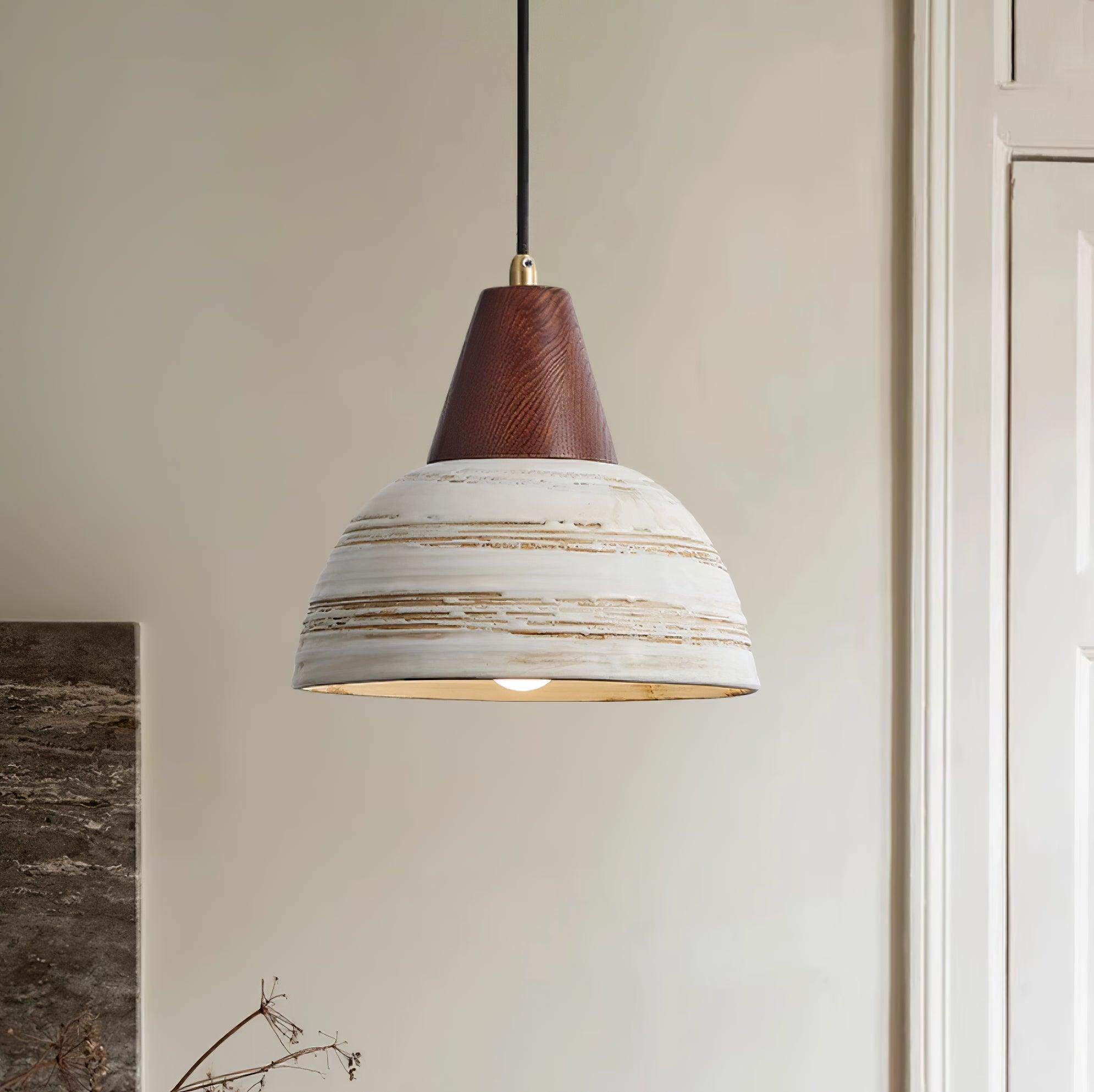 Keramik Pendelleuchte Blumenmuster Ø25 cm, Handgefertigt Vintage