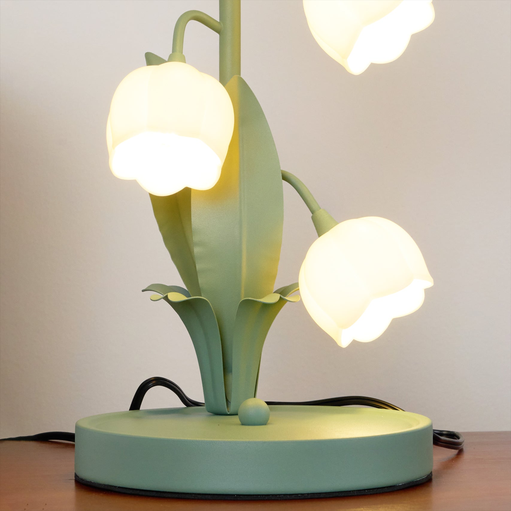 Tischlampe Blume Grün Metall, LED Nachttischlampe Orchidee Design