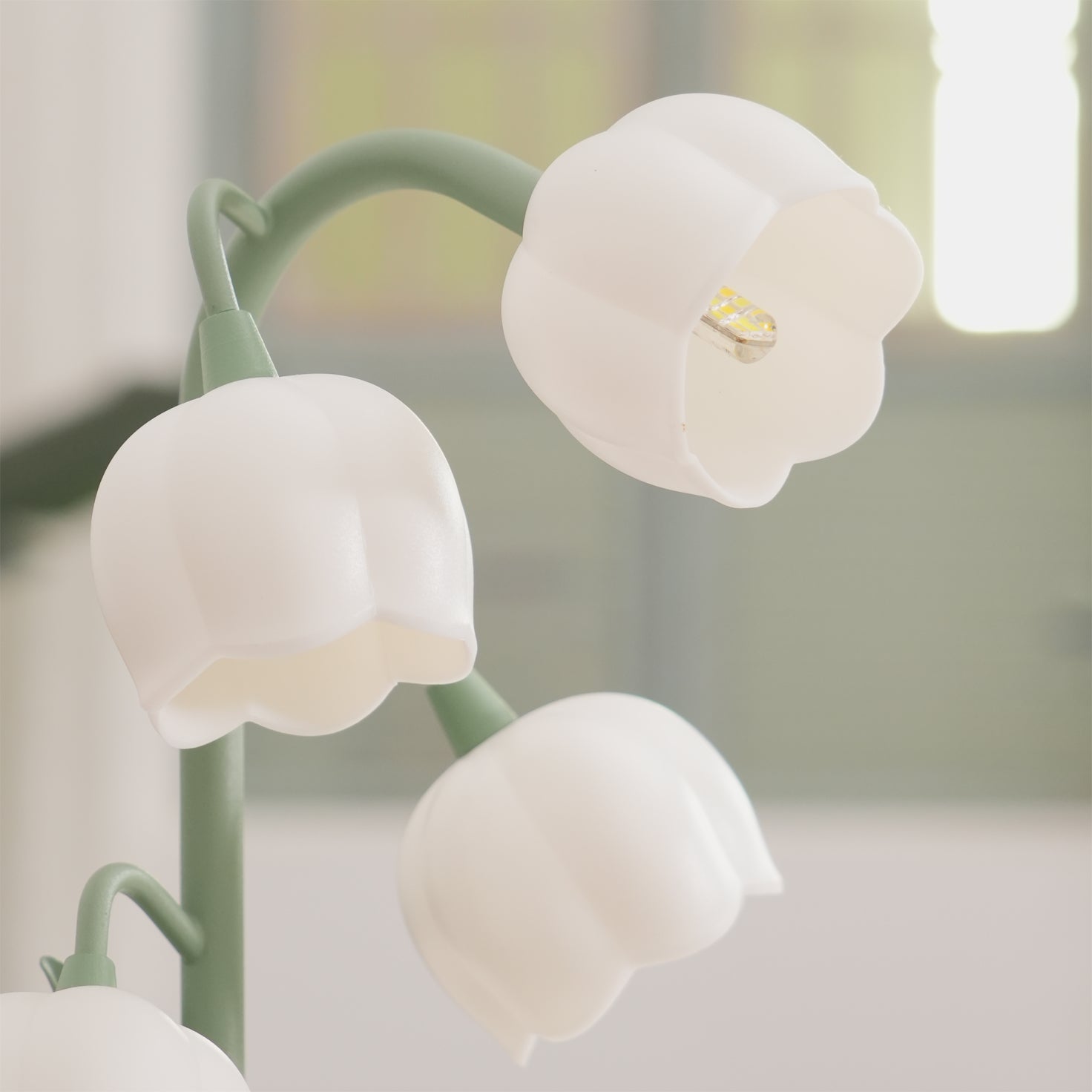 Tischlampe Blume Grün Metall, LED Nachttischlampe Orchidee Design