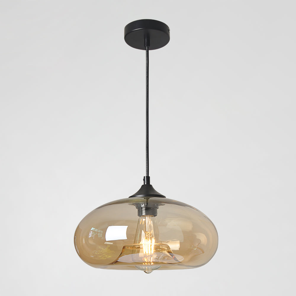 Glas Pendelleuchte Oval, Mundgeblasenes Design E27