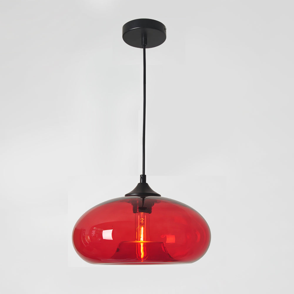 Glas Pendelleuchte Oval, Mundgeblasenes Design E27
