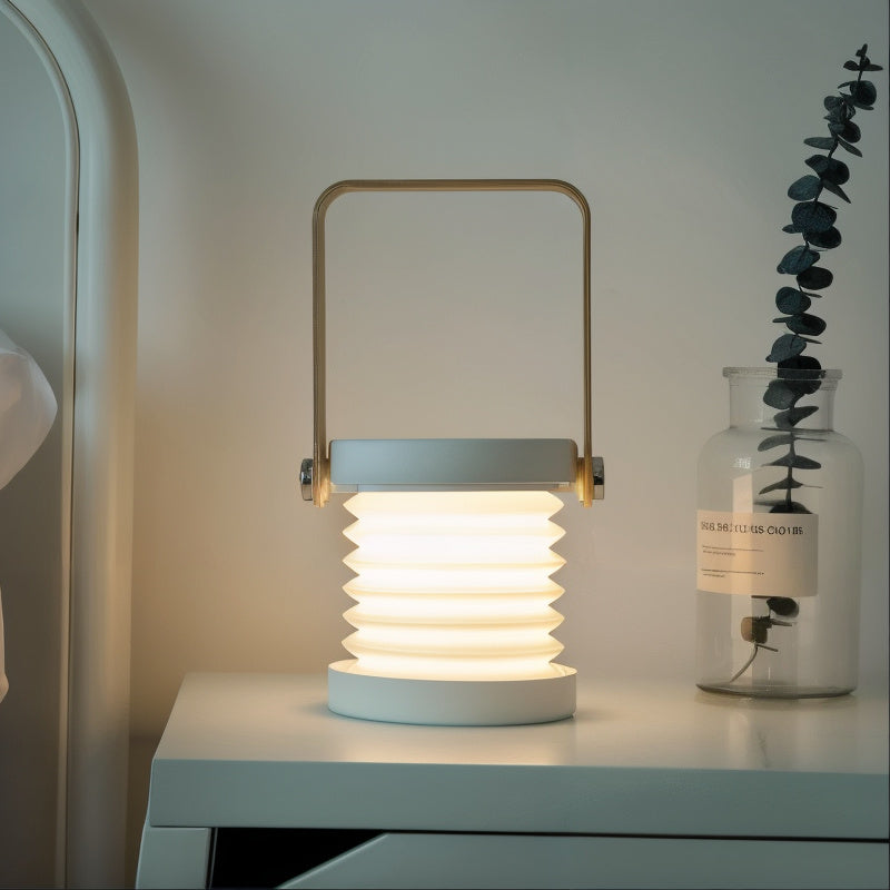 Kabellose LED Tischlampe dimmbar, Tischleuchte Holz Metall