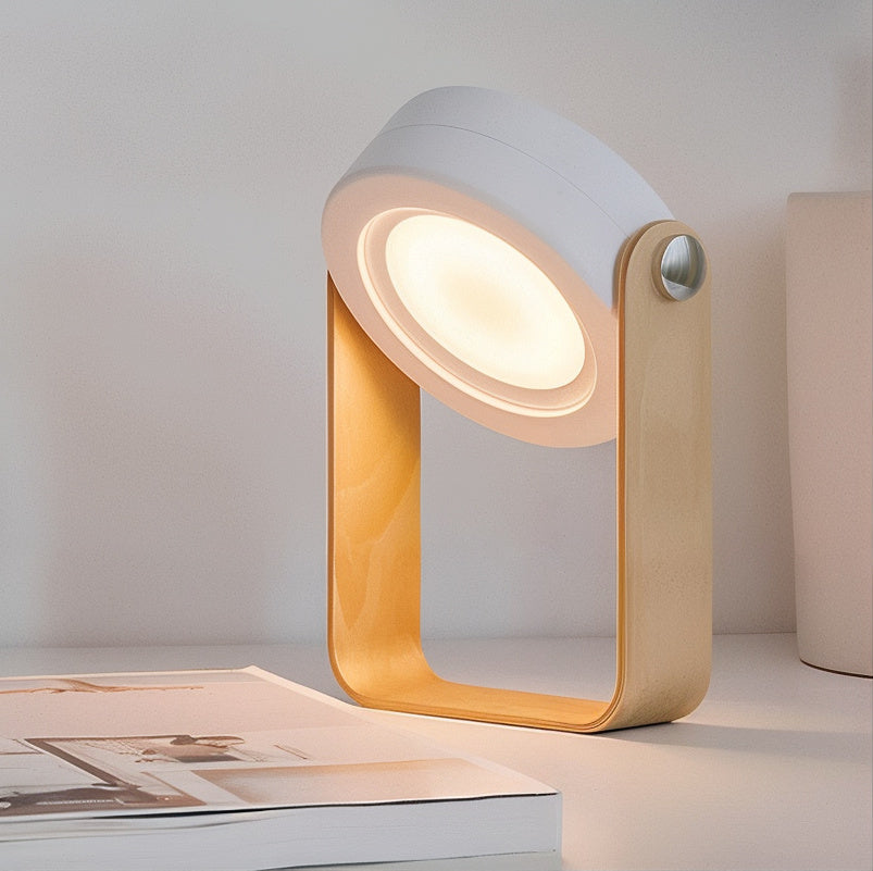 Kabellose LED Tischlampe dimmbar, Tischleuchte Holz Metall