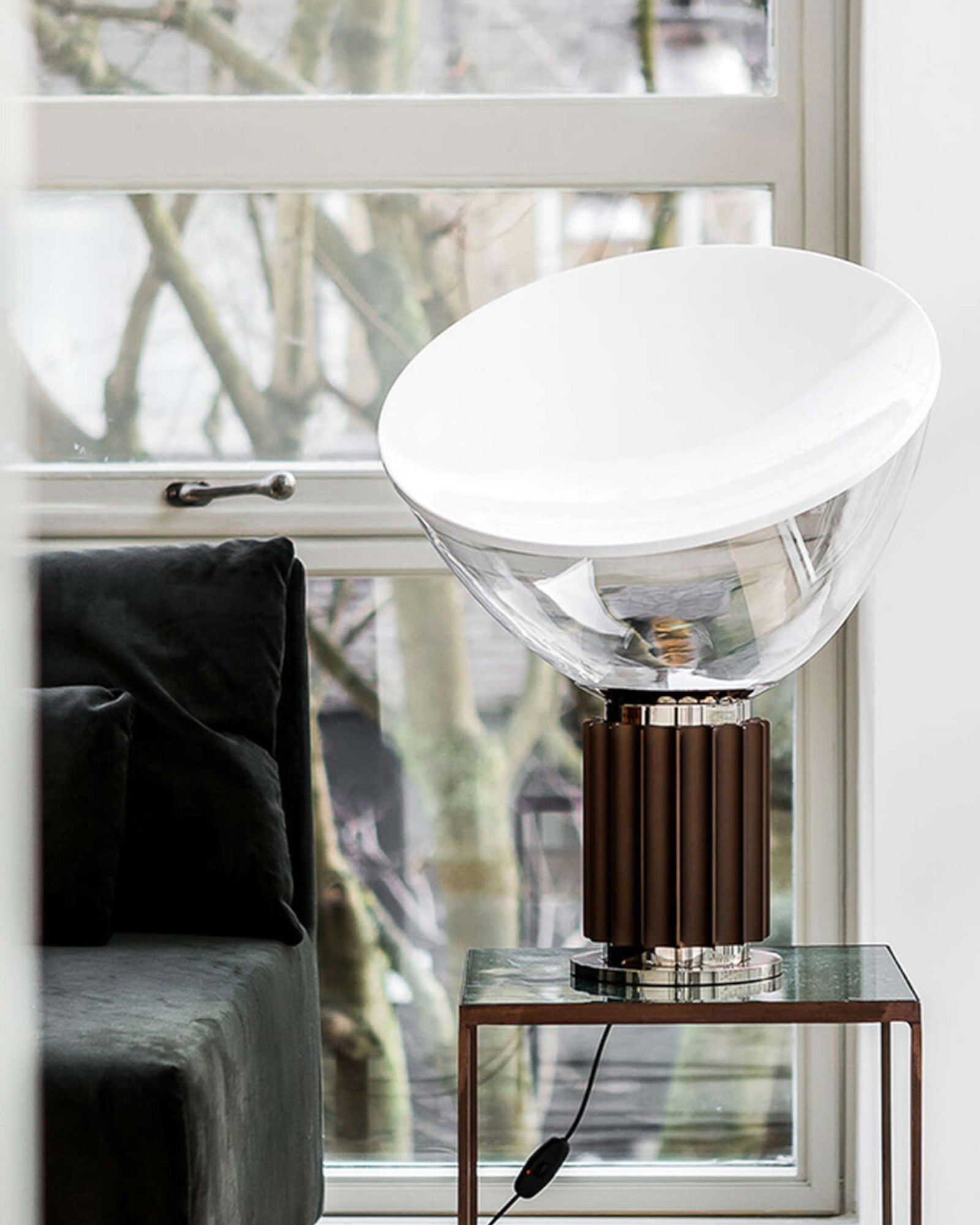 Art Deco Tischlampe Glas Metall, Moderne Tischleuchte