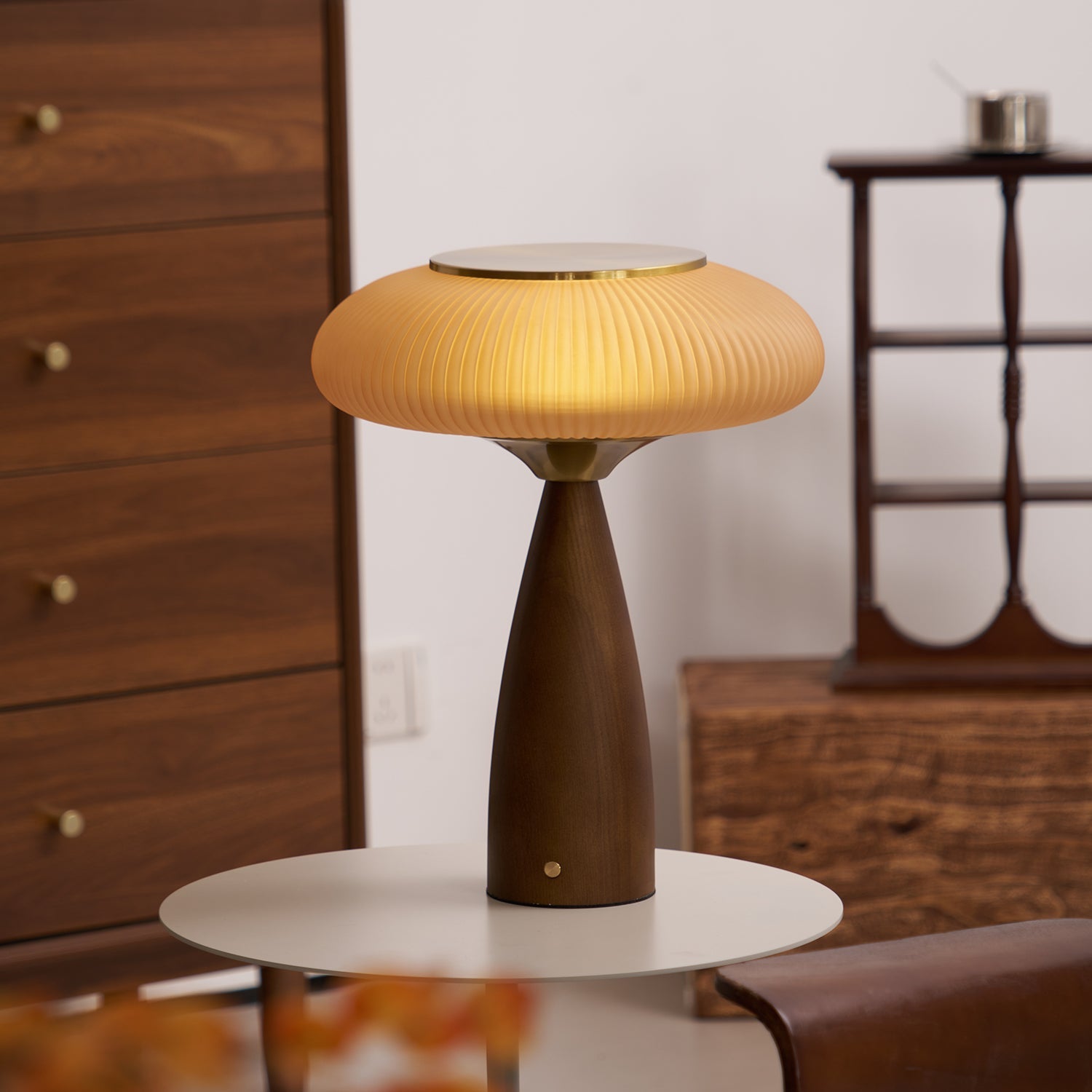 Tischlampe Glas Geriffelt Kabellos, Warmweiß LED Dimmbar mit Akku Touch