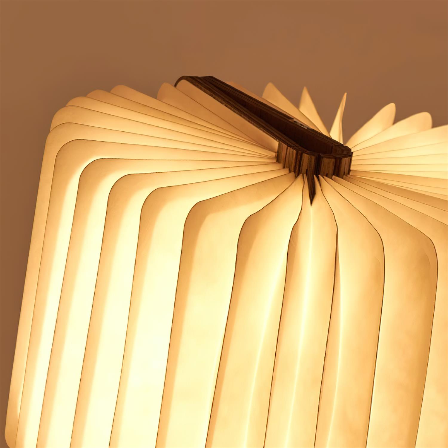 Tischlampe Holz Faltbar mit DuPont Papier Schirm, Warmweiß LED USB Aufladung