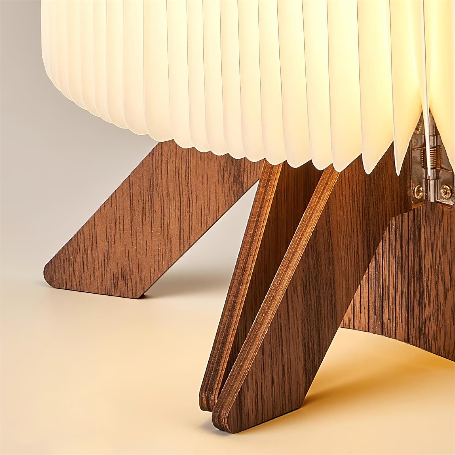 Tischlampe Holz Faltbar mit DuPont Papier Schirm, Warmweiß LED USB Aufladung