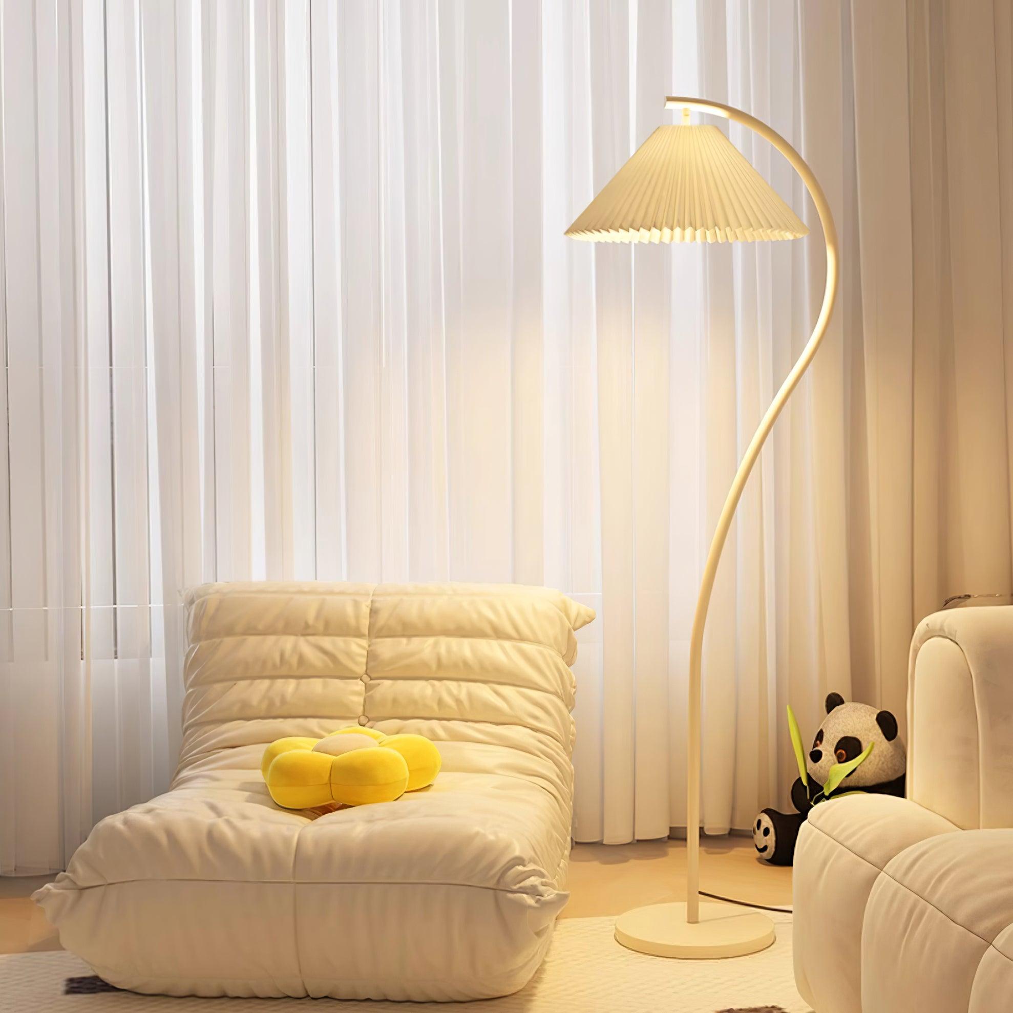 Stehlampe Stoff Plissee, Design Stehleuchte Verstellbar E27