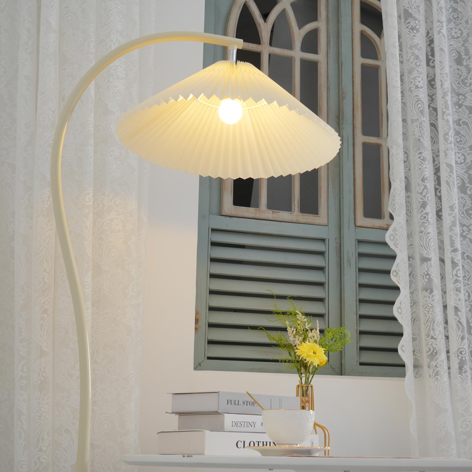 Stehlampe Stoff Plissee, Design Stehleuchte Verstellbar E27