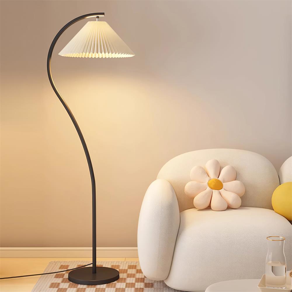 Stehlampe Stoff Plissee, Design Stehleuchte Verstellbar E27