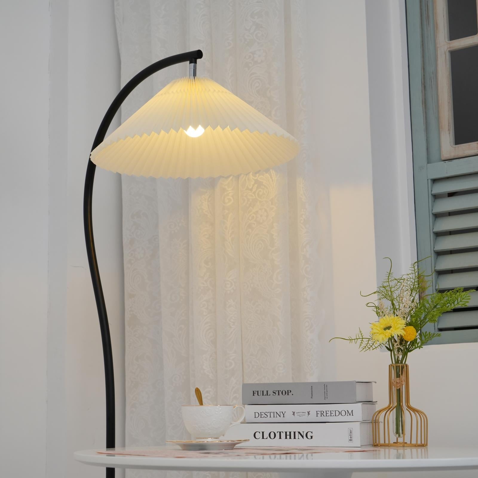 Stehlampe Stoff Plissee, Design Stehleuchte Verstellbar E27