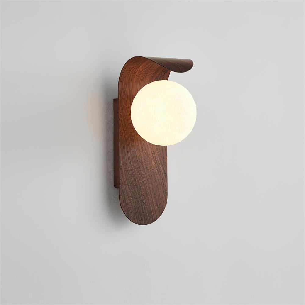 Wandleuchte Kugel Glas Holzoptik, LED Wandlampe G9 Modern